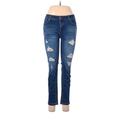 Wax Jean Jeans - Mid/Reg Rise Skinny Leg Denim: Blue Bottoms - Women's Size 7 - Dark Wash