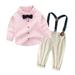 Qufokar Suspender Outfits for Toddler Boys Fall Toddler Boy Clothes Toddler Boys Long Sleeve Striped Prints T Shirt Tops Pants Child Kids Gentleman Outfits