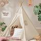 Tiny Land Teepee Tent for Kids Tent Indoor, Canvas Toddler Tent - Kids Teepee Tent for Girls & Boys, Washable Tipi Tent Kids Boho Tent - Foldable Kids Play Tent