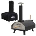 Dellonda Portable Wood-Fired Pizza Oven and Smoking Oven, Black/Stainless Steel, Supplied with Weatherproof Cover/Carry Bag - DG218