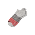 Men's Tri-Block Ankle Socks - Grey Heather And Red - Large - Bombas