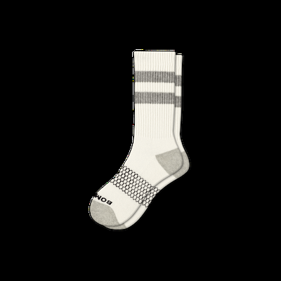 Vintage Stripe Calf Sock - White Grey - Large - Bombas