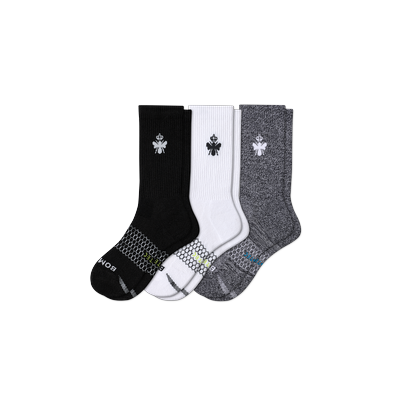 Men's All-Purpose Performance Calf Sock 3-Pack - Black White Charcoal - Medium - Bombas