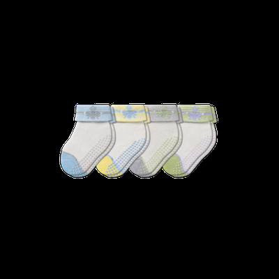 Baby Gripper Socks 4-Pack (6-12 Months) - Blue Green Mix - 6-12M - Bombas