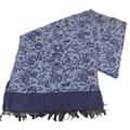 Bassin and Brown Bonsai House Self Flower Wool Scarf - Navy/Blue