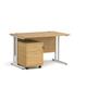 Office Desk | Rectangular Desk 1200mm With Pedestal | Oak Top With White Frame | 800mm Depth | Maestro 25 SBWH212O
