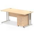 Impulse 1200 Straight Cantilever Workstation 500 Three drawer mobile Pedestal Bundle Maple