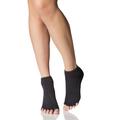 1 Pair Black Half Toe Organic Cotton Ankle Yoga Socks In Black Unisex 9-10.5 Unisex - ToeSox