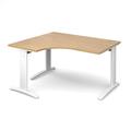 Office Desk | Left Hand Corner Desk 1400mm | Oak Top With White Frame | 1200mm Depth | TR10 TDEL14WO