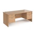 Office Desk | Rectangular Desk 1800mm With Double Pedestal | Beech Top And Panel End Leg | 800mm Depth | Maestro 25 MP18P22B
