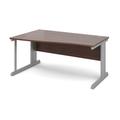 Office Desk | Left Hand Wave Desk 1600mm | Walnut Top With Silver Frame | Vivo