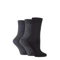 Ladies 3 Pair SOCKSHOP Plain Cotton and Glitter Lurex Boot Socks Black 4-8 Ladies