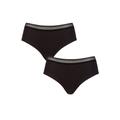 Ladies 2 Pack Sloggi GO Ribbed Hipster Briefs Black Extra Small