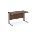 Office Desk | 1200mm Rectangular Desk With Cantilever Leg | Walnut Tops With Silver Frames | 600mm Depth | Maestro 25