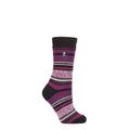 Ladies 1 Pair SOCKSHOP Heat Holders 2.3 TOG Patterned Thermal Socks Barcelona Multi Stripe Black 4-8 Ladies