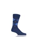 1 Pair Navy / Blue Preston Extra Soft Feeling Argyle Socks Men's 6.5-11 Mens - Burlington