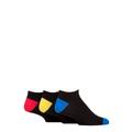 Mens 3 Pair SOCKSHOP Wildfeet Bamboo Trainer Socks Black Blue / Yellow / Red Heel & Toe 7-11 Mens