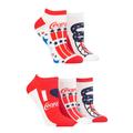 Ladies 5 Pair Coca Cola Stars and Stripe Shoe Liner Socks Multi 4-8