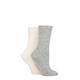 Ladies 2 Pair Pringle Cashmere Blend Luxury Socks Rib Light Grey / Snow 4-8 Ladies