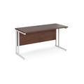 Office Desk | 1400mm Rectangular Desk With Cantilever Leg | Walnut Tops With White Frames | 600mm Depth | Maestro 25