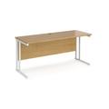 Office Desk | 1600mm Rectangular Desk With Cantilever Leg | Oak Tops With White Frames | 600mm Depth | Maestro 25