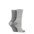 Ladies 2 Pair Jeep Wool Rope Knit Boot Socks Slate / White 4-8 Ladies