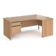 Office Desk | Right Hand Corner Desk 1800mm With Pedestal | Beech Top And Panel End Leg | 800mm Depth | Contract 25 CP18ER2-G-B