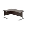 Jemini Radial Left Hand Desk 1600x800-1200x730mm Grey Oak/Silver 600mm Desk High Pedestal KF822671