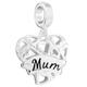 Chamila Sterling Silver 'Mum' Hanging Heart Charm