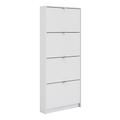 Slim White Wall Hung Shoe Cabinet with 4 Drawer - 12 Pairs