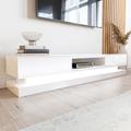 Large White Gloss TV Unit with LED Lighting - TV's up to 70 - Evoque