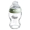 Tommee Tippee Closer to Nature Glass Baby Bottle, Slow Flow Breast-Like Teat with Anti-Colic Valve, 250ml, Pack of 1