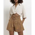 River Island Womens Brown Belted Paper Bag Shorts