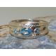 14K White Gold Natural Blue Topa Trilogy Band Ring | Unisex Design