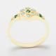 Solid 10K Yellow Gold Natural Emerald & Opal Womens Daisy Ring - Customizable 9K, 10K, 14K, 18K Yellow, Rose Or White Platinum