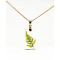 Irish Fern Tip Pendant On Gold Plated Stainless Steel Chain - Eco Resin Free Shipping