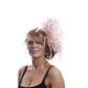 Oyster Pink Large Sinamay Loop & Feather Fascinator Hat - Wedding, Ladies Day