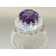 Solid 925 Sterling Silver Large Natural Amethyst & Colorful Opal Halo Ring, Cocktail Ring - Customizable