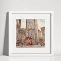 Watercolor Print Boston Washington Street Freedom Trail Old State House Cityscape Architecture 7.5 X