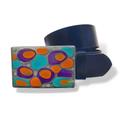 Hand Painted Belt Buckle in Orchid Purple Orange & Turquoise Enamel Mod Inspired For Snap Belts Color Options Available