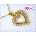 Diamond Open Heart 14K Gold Pendant Chain Necklace, Gift Box, Wedding Jewelry, Anniversary Gift, Heart, Bride Free Shipping