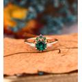 Unique Hexagon Cut Emerald Engagement Ring, Gemstone Bridal Promise Prong Set Wedding Anniversary Art Deco May Birthstone Ring