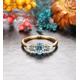 Oval Cut 64mm Natural Sky Blue Topaz Engagement Ring, 14K Solid Yellow Gold Women's Anniversary Gift For Her, Cluster Ring Design