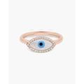 Evil Eye Marquise & Moissanite Ring/14K Gold Halo Stacking Simple Minimal Jewelry