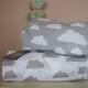 2 X Cot-Bed-Fitted-Sheet-100-Cotton - Cot Bed Fitted Sheet 100% Cotton Grey Clouds Bedding