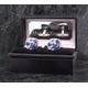 Crystal Cufflinks Personalised Blue Gem Stone White Cufflinks Mens Gift Birthday Cuff Link Anniversary