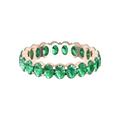 14K Dainty Gold Natural Emerald Vintage Art Nouveau Handmade Eternity Ring For Women, May Birthstone Promise Her