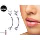 Titanium Vertical Labret Stud Lip Piercings With Prong Set Crystals Internally Threaded 16G Curved Bar For Anti - Eyebrow, Rook