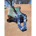 Blue & White Paisley Roller Quad Skate Strap, Leash, Carry Strap - Skateboard Yoga Mat