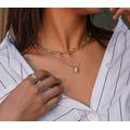 Jewelry Set Featuring A Layered Locket Necklace & Gold "Love